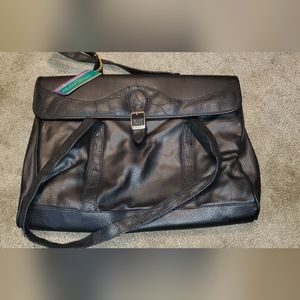 Michael stevens bag new w tag, black leather feel, computer, business or travel?
